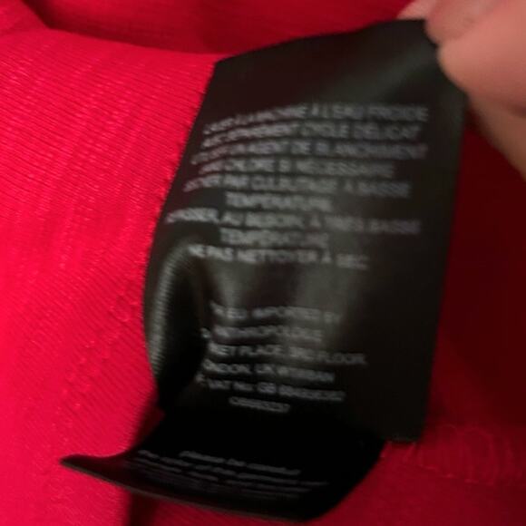 Free People Ellery Red Puff Sleeve Shirt Women's Small Deep V-Neck Stretch - Picture 6 of 6